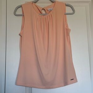 Calvin Klein Sleeveless Pleated Blouse – Peach Pink – Size M NWOT
